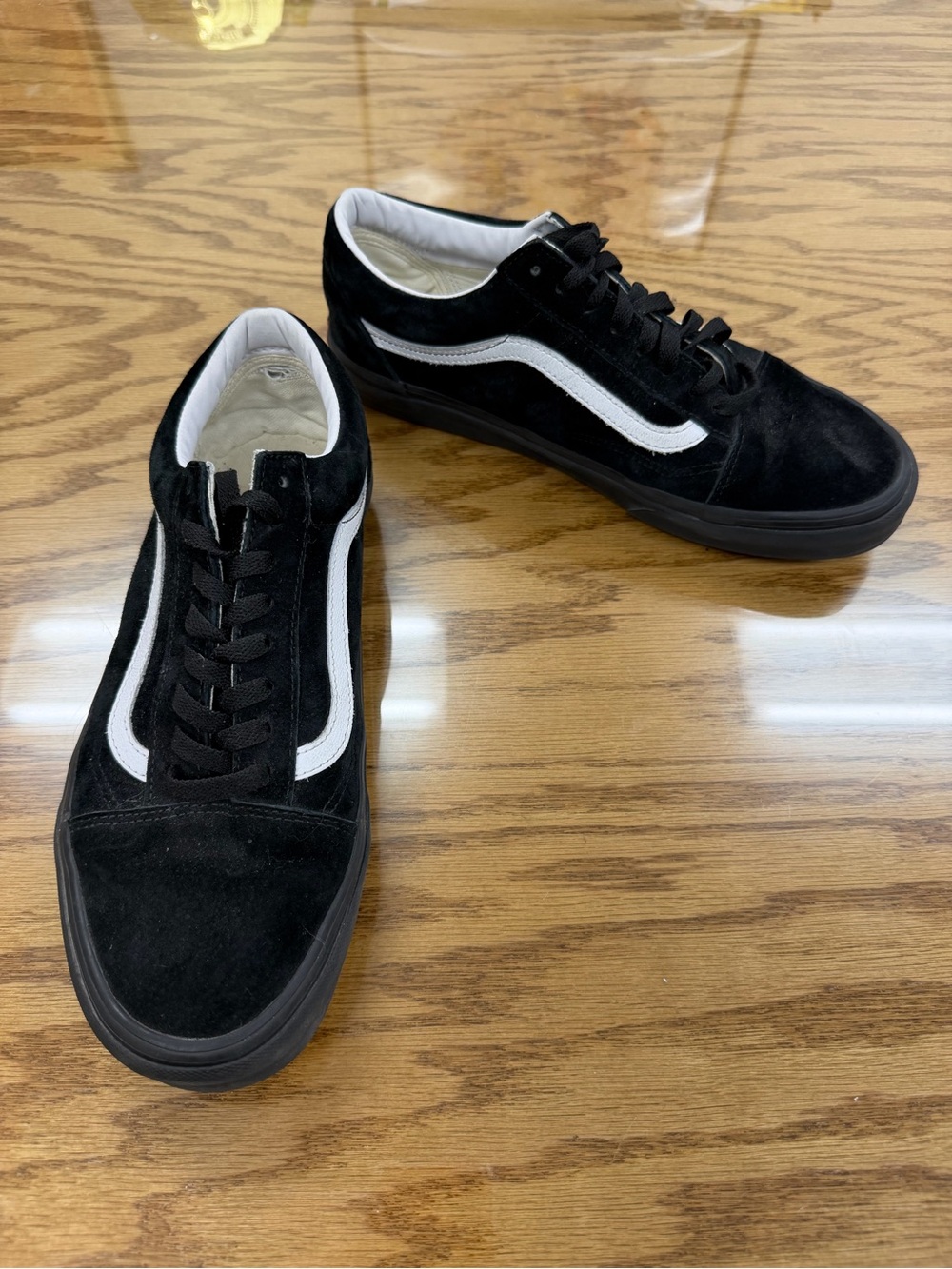 Vans Old Skool Black White Lace Up Pig Suede Skate Shoes Mens 10 Womens 11.5